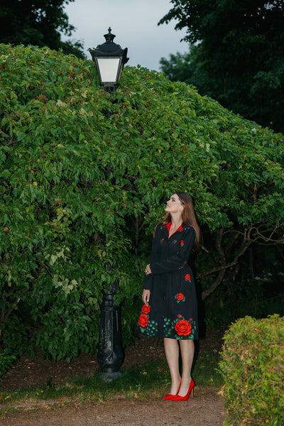 Crimson Rose Coat – Black