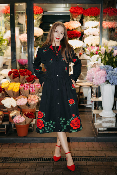 Crimson Rose Coat – Black