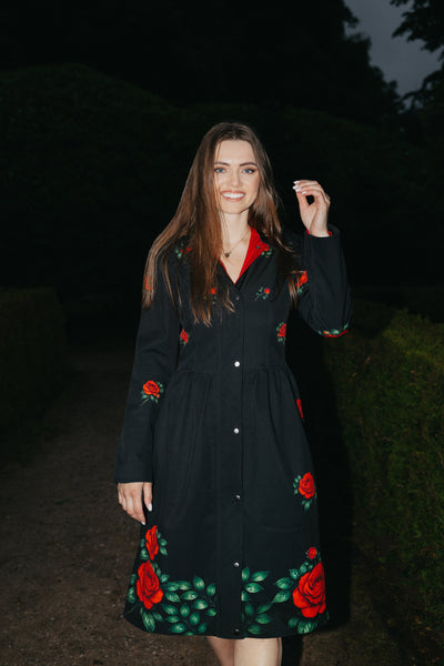 Crimson Rose Coat – Black