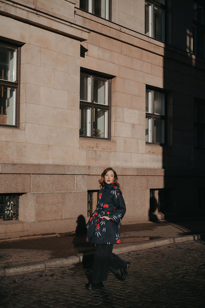 Midnight Bloom Coat – Windproof & Water-Resistant