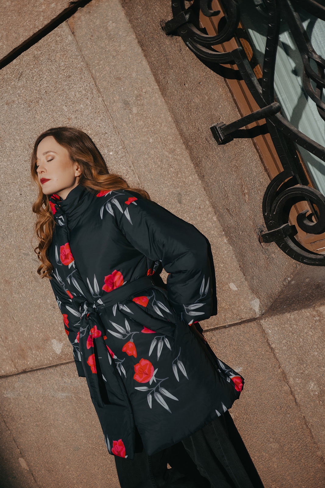Midnight Bloom Coat – Windproof & Water-Resistant