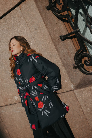 Midnight Bloom Coat – Windproof & Water-Resistant