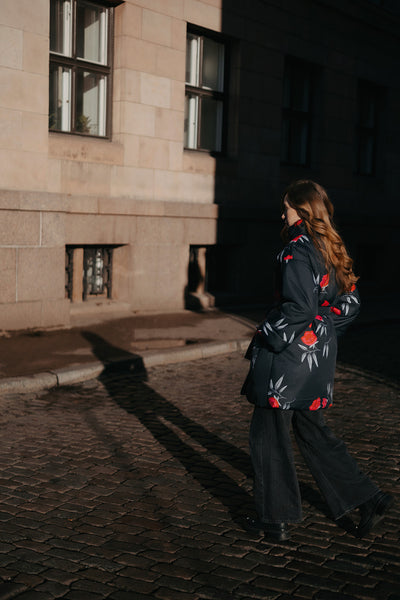 Midnight Bloom Coat – Windproof & Water-Resistant