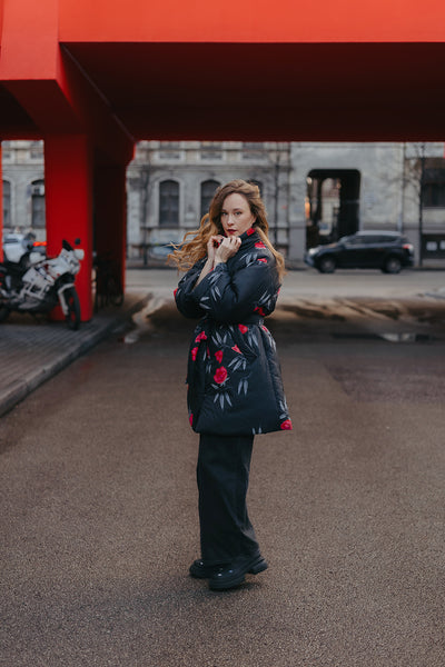 Midnight Bloom Coat – Windproof & Water-Resistant