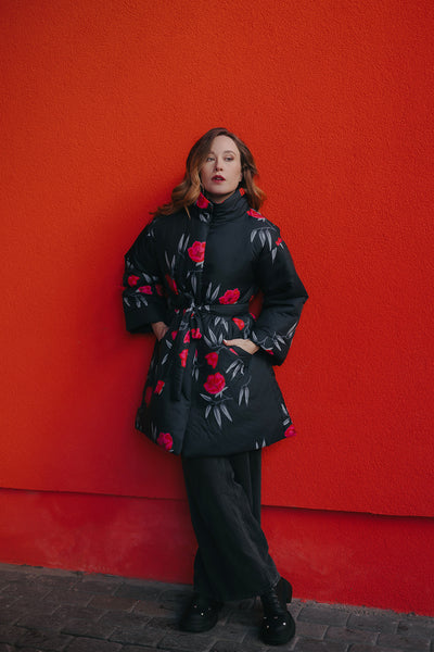 Midnight Bloom Coat – Windproof & Water-Resistant