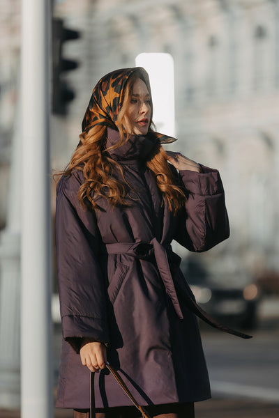 Deep Plum Coat — Windproof & Water-Resistant
