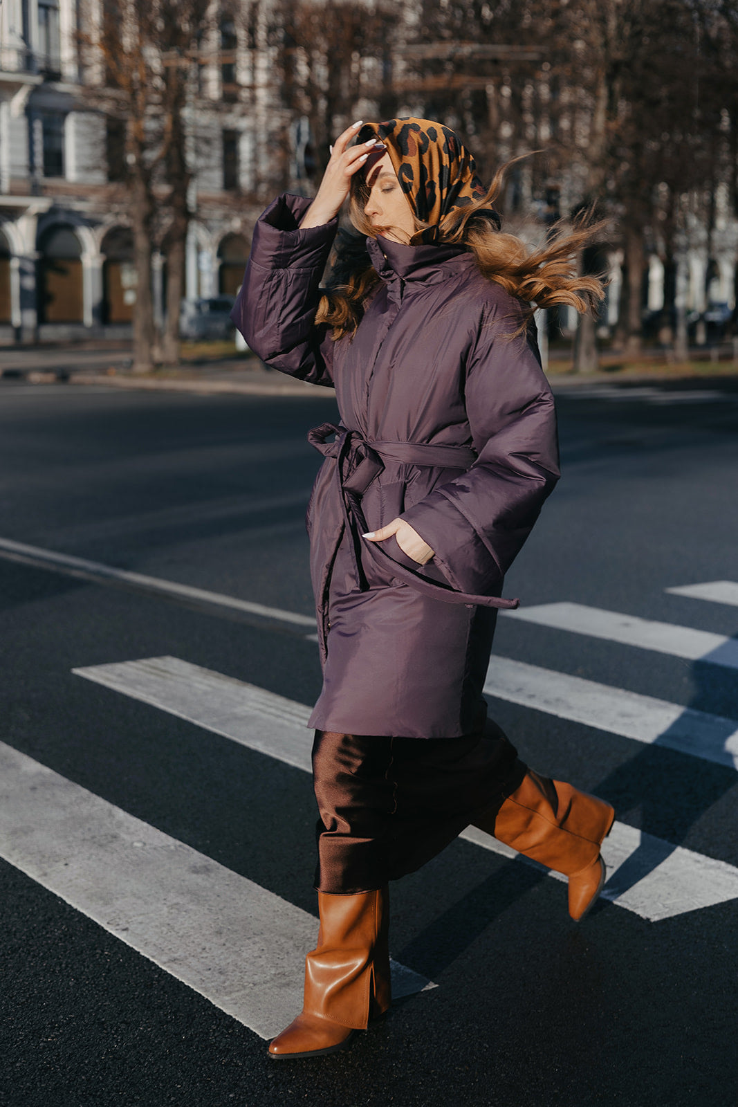 Deep Plum Coat — Windproof & Water-Resistant