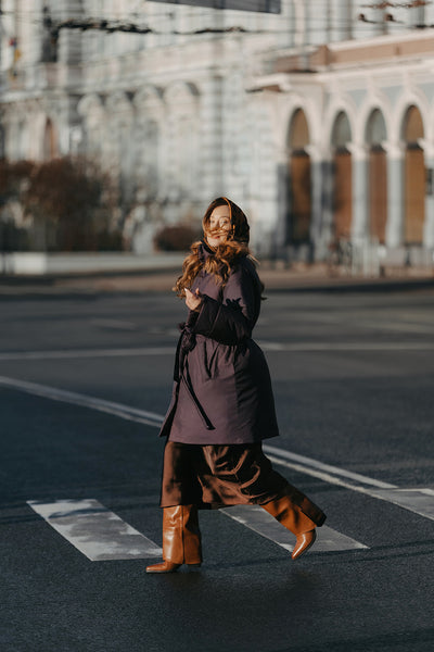 Deep Plum Coat — Windproof & Water-Resistant